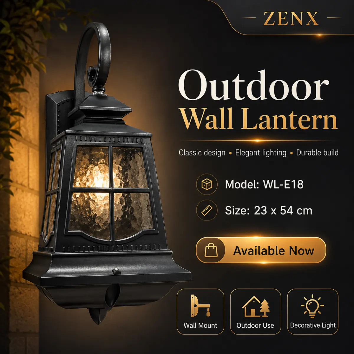ZENX Outdoor Wall Lantern (WL-E18)